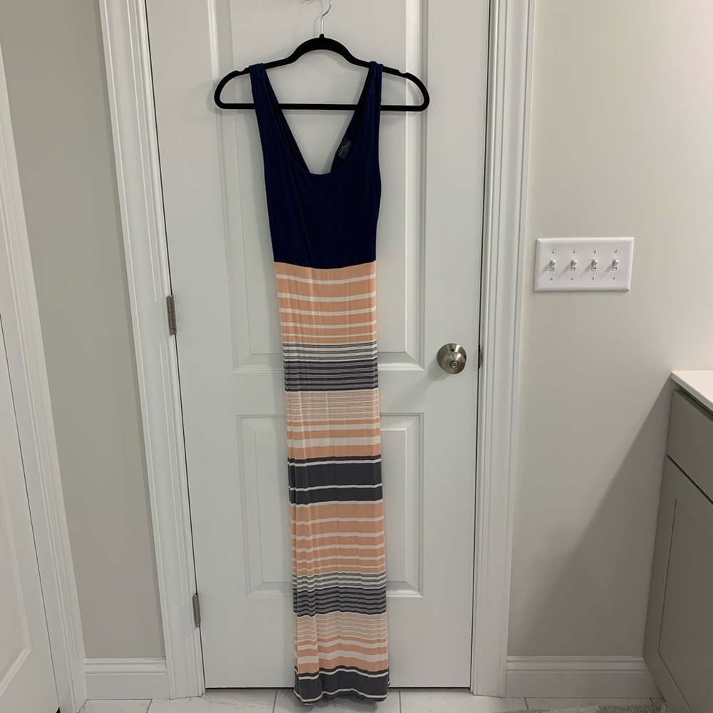 Maxi navy and stripe dress